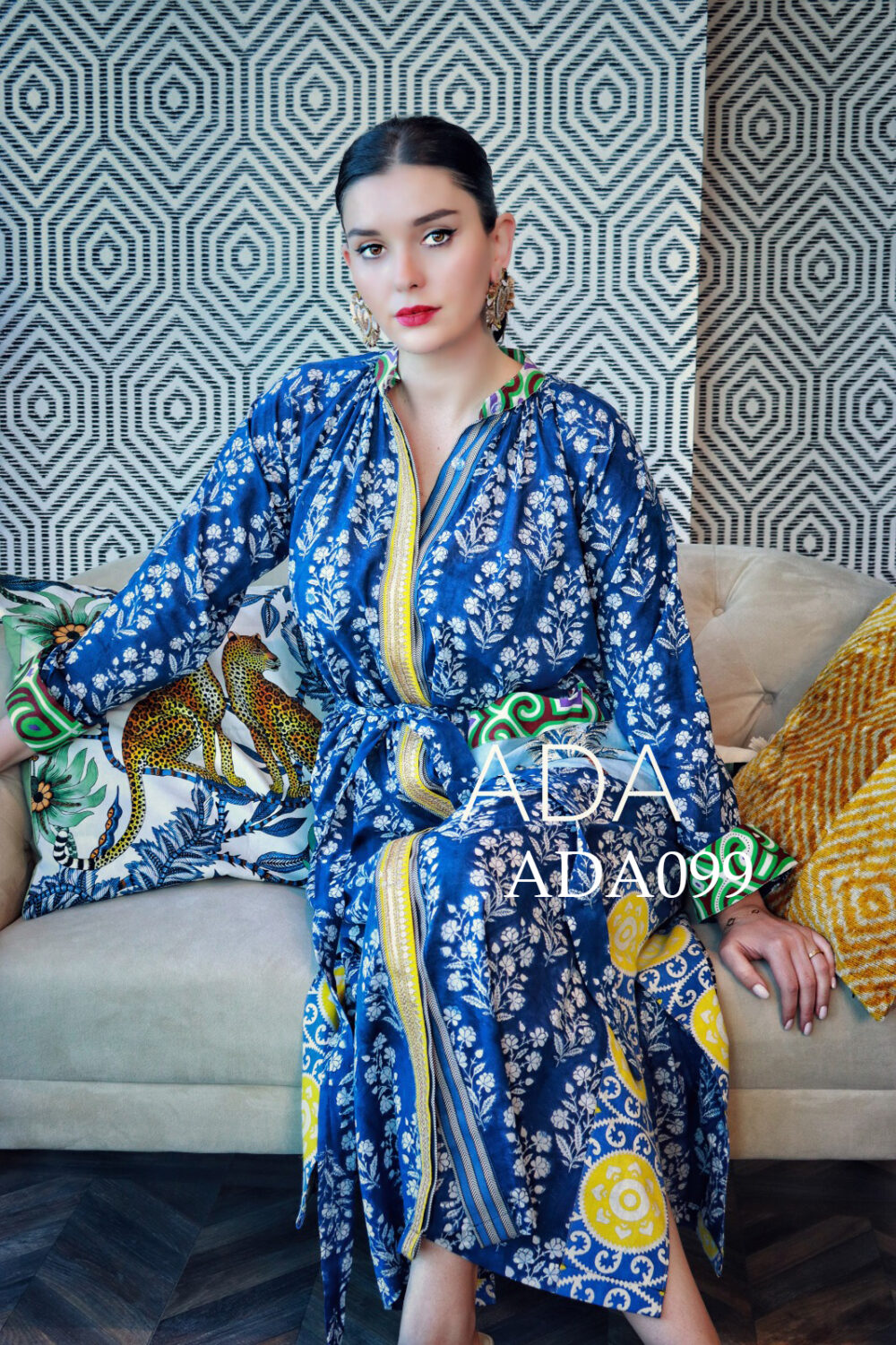 Blue Floral Swirls Kaftan