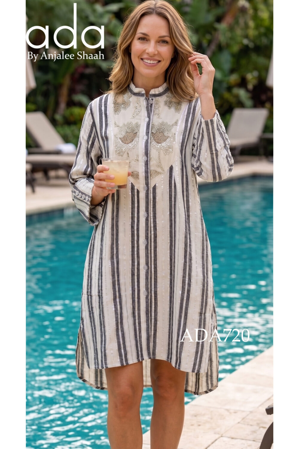 Elysian Stripe Linen Dress
